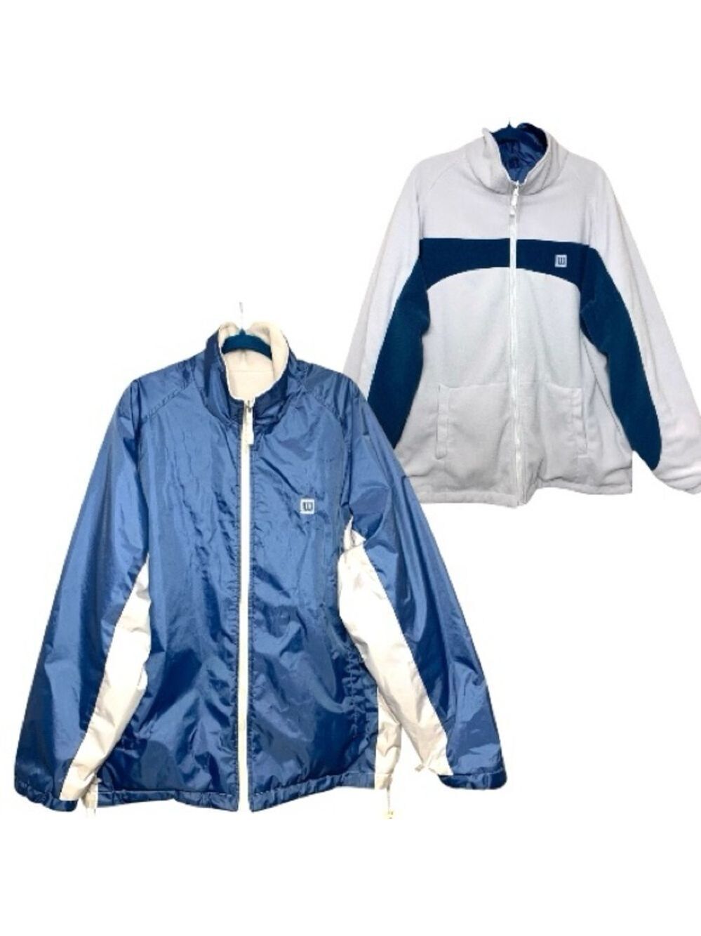 Vintage 90 Wilson Synergy Réversible Fleece Windbreaker Jacket Blue Gray Sz 2XL